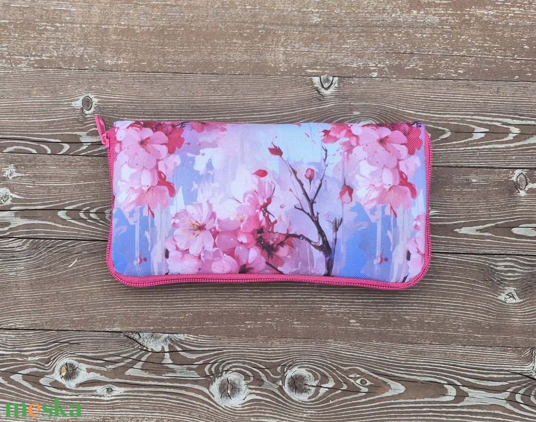 Cseresznyevirágzás - nagyméretű cipzáros pénztárca - táska & tok - pénztárca & más tok - pénztárca - női pénztárca - Meska.hu