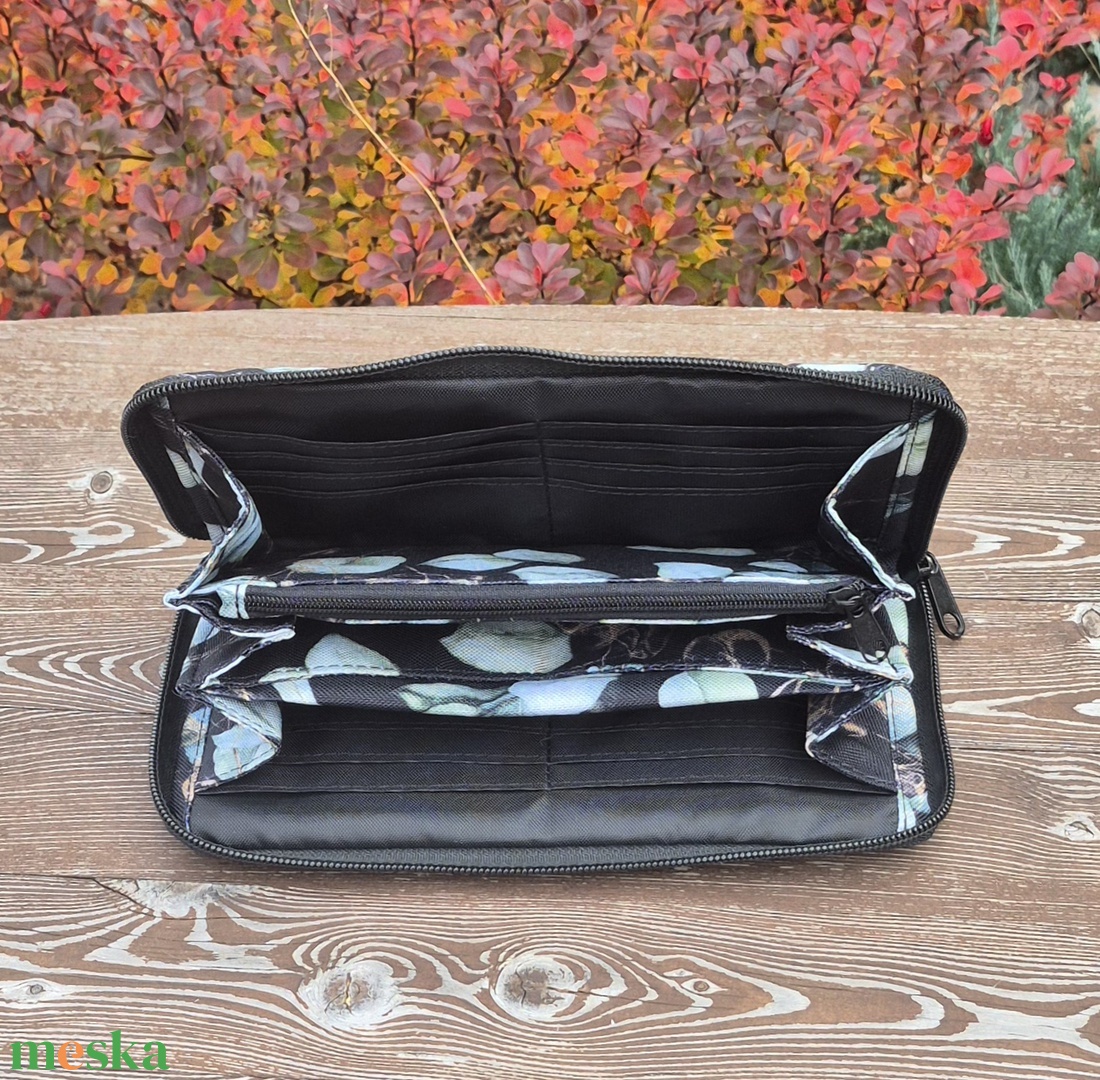 Eukaliptuszlevelek -  nagyméretű cipzáros pénztárca - táska & tok - pénztárca & más tok - pénztárca - női pénztárca - Meska.hu