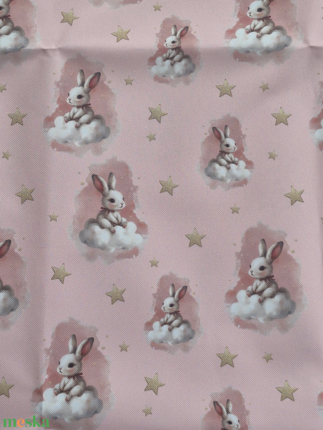 Nyuszik rózsaszín alapon - vízhatlan gyöngyvászon - kellékek & szerszámok - méteráru - vászon - gyöngyvászon - Meska.hu