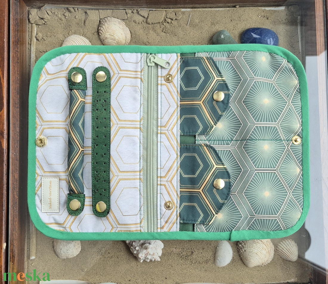 Zöld arany elegancia - ékszertartó utazós neszeszer - táska & tok - neszesszer - Meska.hu