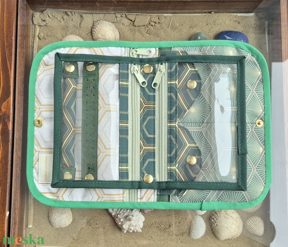 Zöld arany elegancia - ékszertartó utazós neszeszer - táska & tok - neszesszer - Meska.hu
