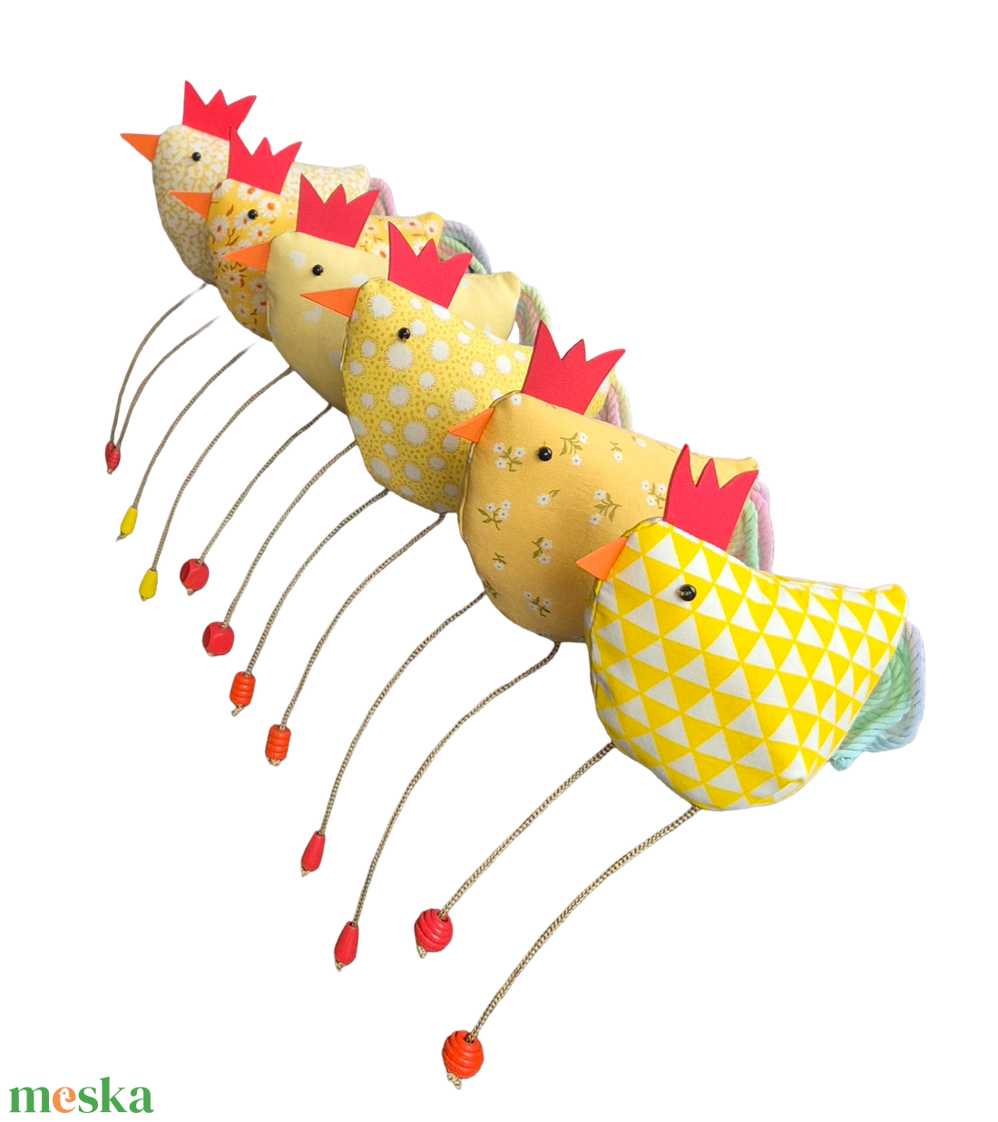 Lakásdekor - húsvéti tyúkok textilből - sárga árnyalatok - ünnepi díszek, dekorációk - húsvéti díszek és dekorációk - húsvéti asztaldíszek - Meska.hu