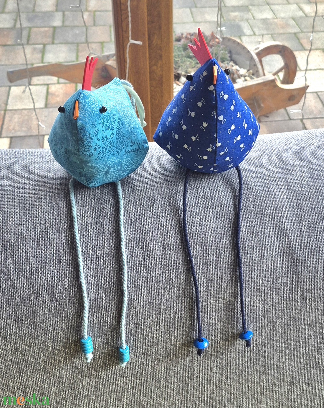 Lakásdekor - húsvéti tyúkok textilből - zöld és kék árnyalatok - ünnepi díszek, dekorációk - húsvéti díszek és dekorációk - húsvéti asztaldíszek - Meska.hu