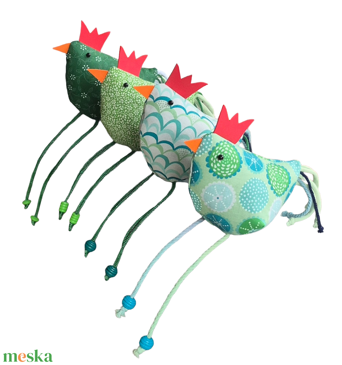 Lakásdekor - húsvéti tyúkok textilből - zöld és kék árnyalatok - ünnepi díszek, dekorációk - húsvéti díszek és dekorációk - húsvéti asztaldíszek - Meska.hu