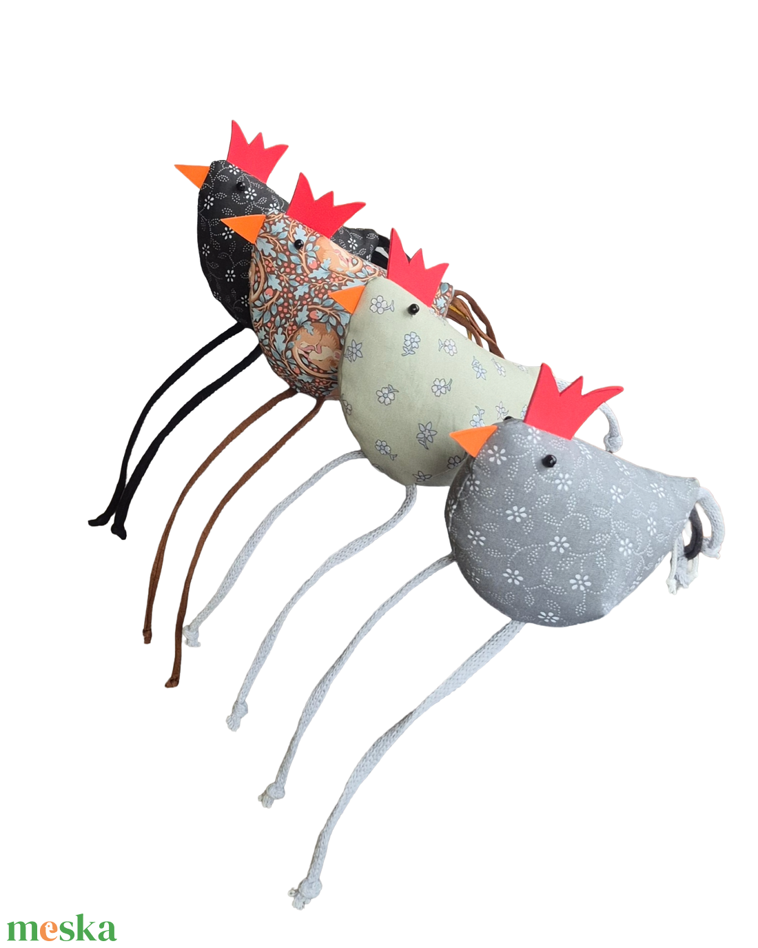 Lakásdekor - húsvéti tyúkok textilből - szürke, barna, fekete árnyalatok - ünnepi díszek, dekorációk - húsvéti díszek és dekorációk - húsvéti asztaldíszek - Meska.hu