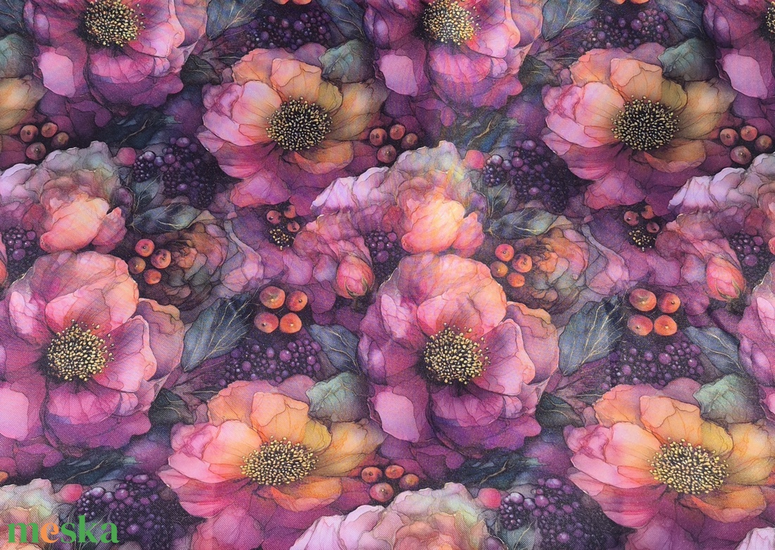 Lila felhővirágok - vízhatlan gyöngyvászon - kellékek & szerszámok - méteráru - vászon - gyöngyvászon - Meska.hu