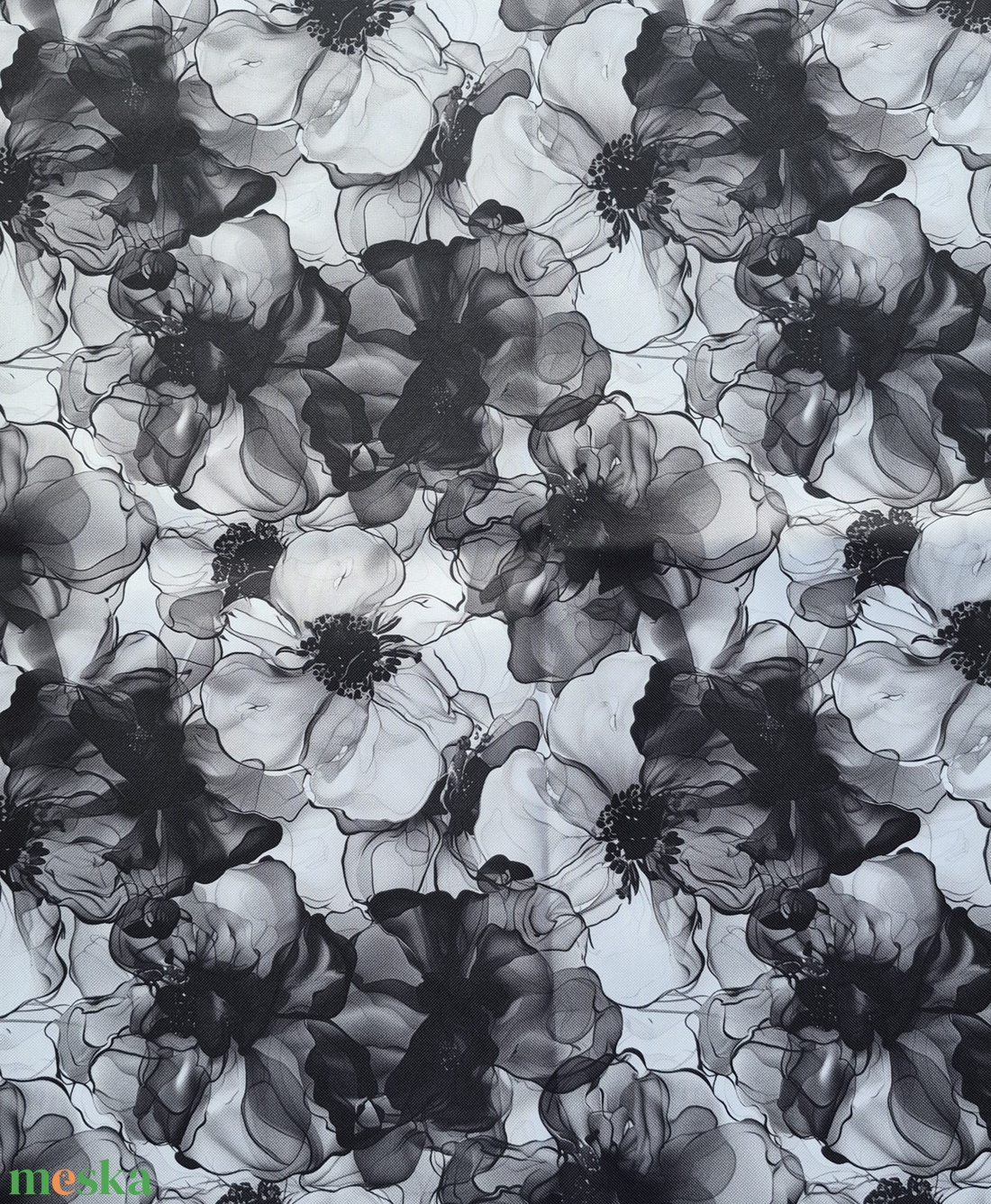 Fekete-fehér foltvirágok mintás gyöngyvászon - kellékek & szerszámok - méteráru - vászon - gyöngyvászon - Meska.hu