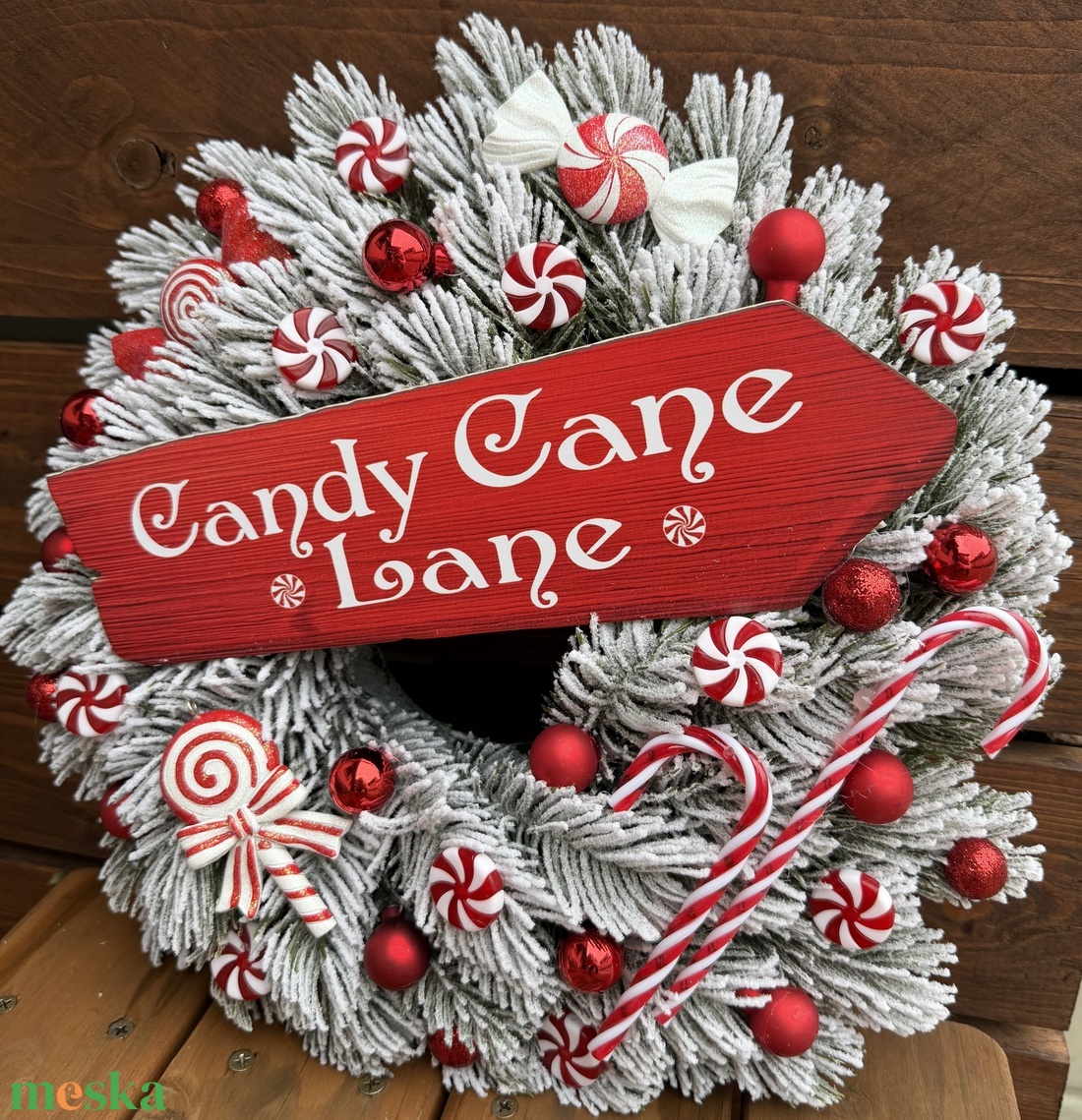 Candy cane, cukorkás karácsonyi ajtódísz, kopogtató - otthon & életmód - dekoráció - ajtó- és ablak dekoráció - ajtódísz & kopogtató - Meska.hu