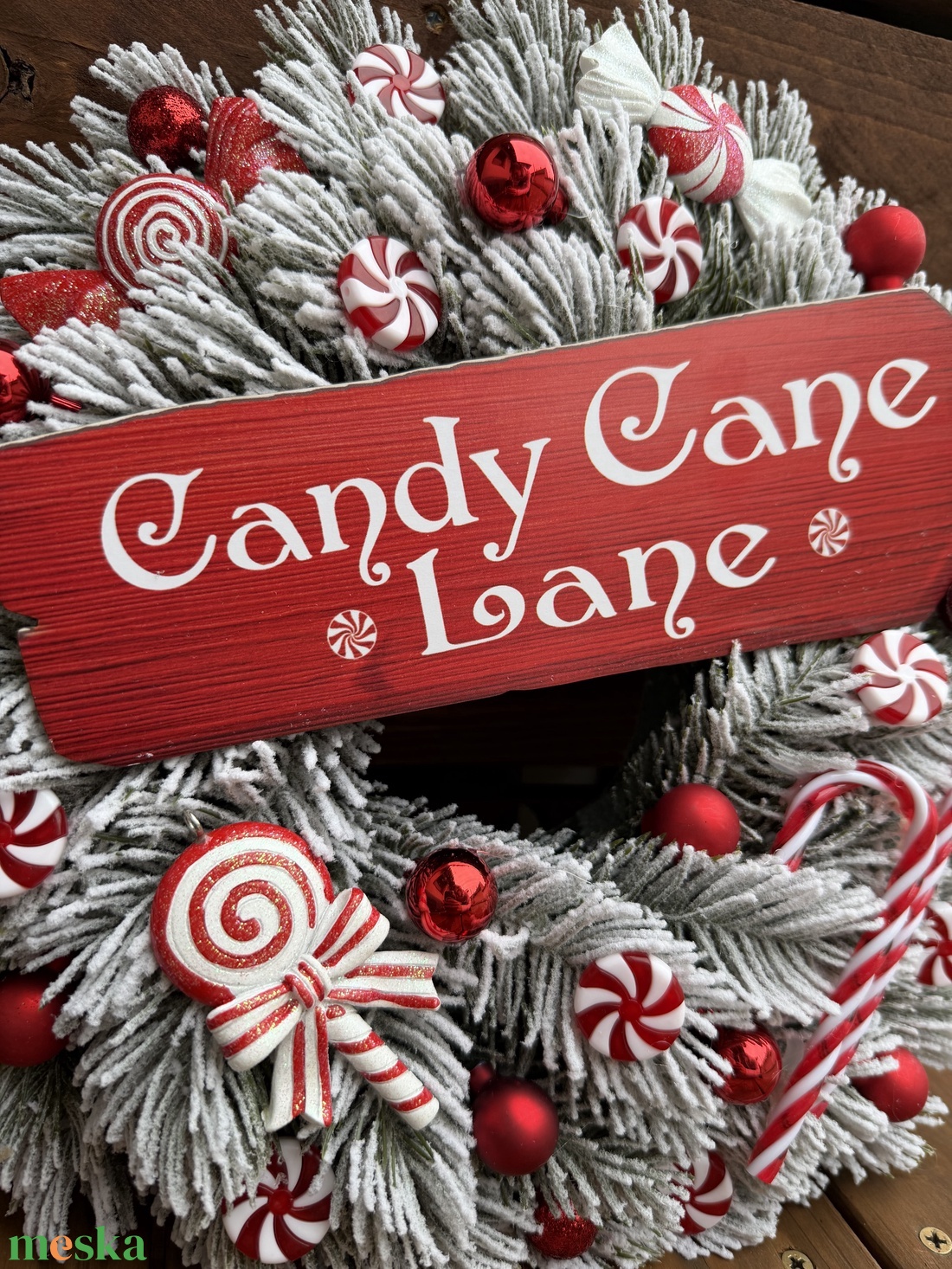 Candy cane, cukorkás karácsonyi ajtódísz, kopogtató - otthon & életmód - dekoráció - ajtó- és ablak dekoráció - ajtódísz & kopogtató - Meska.hu