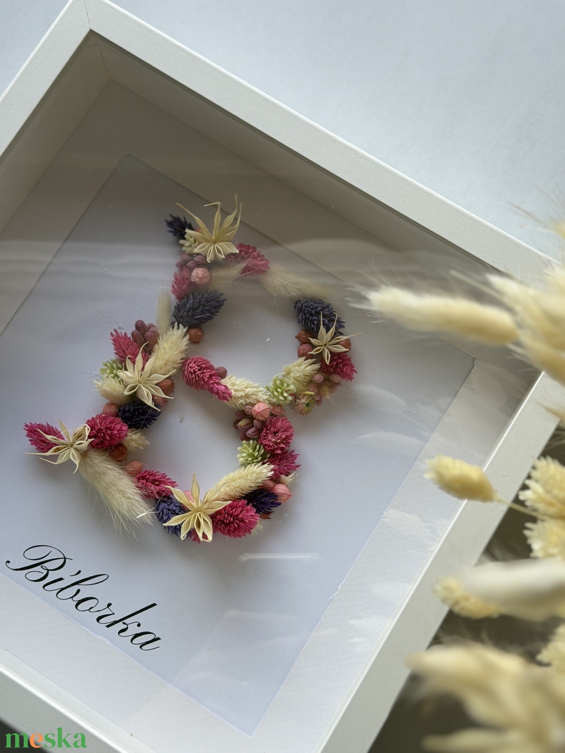 Egyedi szárított virágos betű képkeret névvel � személyre szabott ajándék  - baba - mama - babaszoba dekoráció - babanév dekoráció - Meska.hu