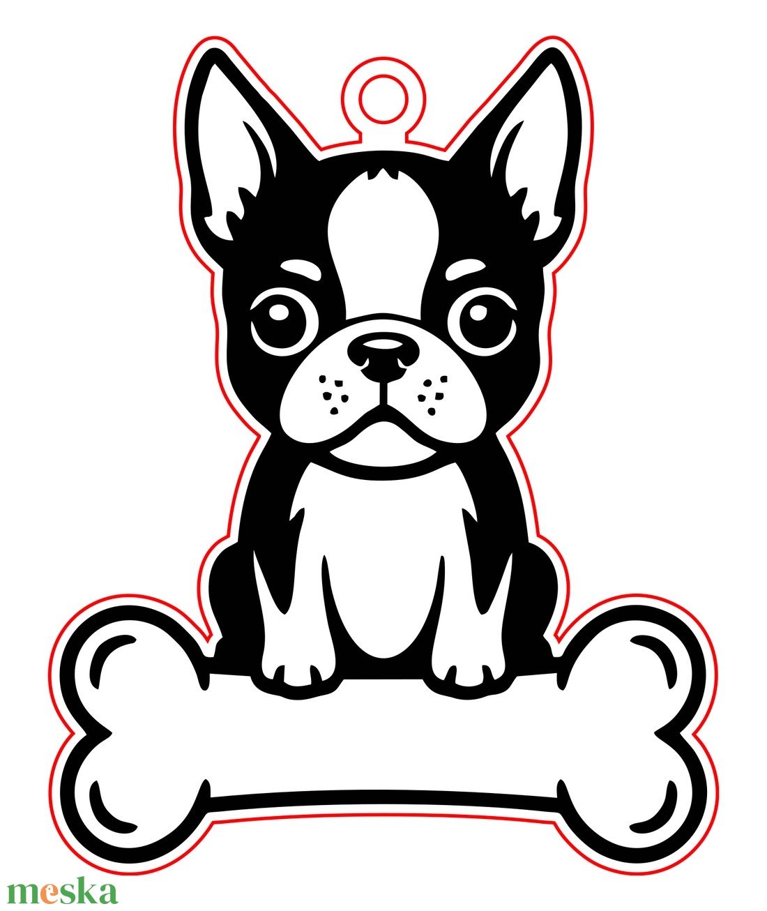 Boston terrier kutyás fa kulcstartó � egyedi névvel - táska & tok - kulcstartó & táskadísz - kulcstartó - Meska.hu