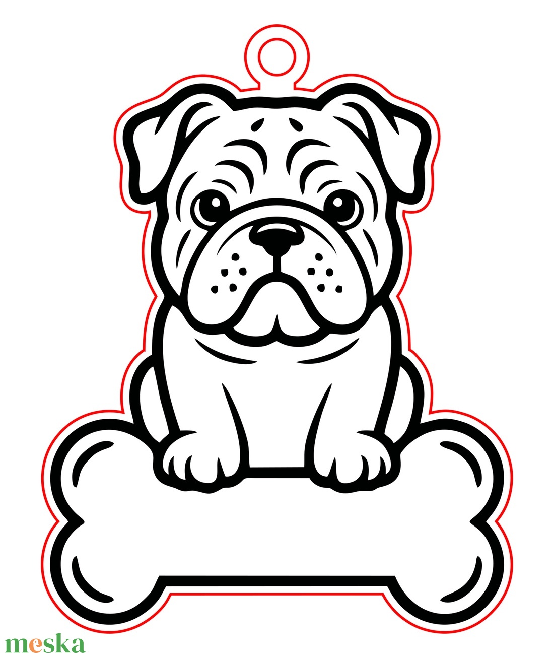 Angol bulldog kutyás fa kulcstartó � egyedi névvel - táska & tok - kulcstartó & táskadísz - kulcstartó - Meska.hu