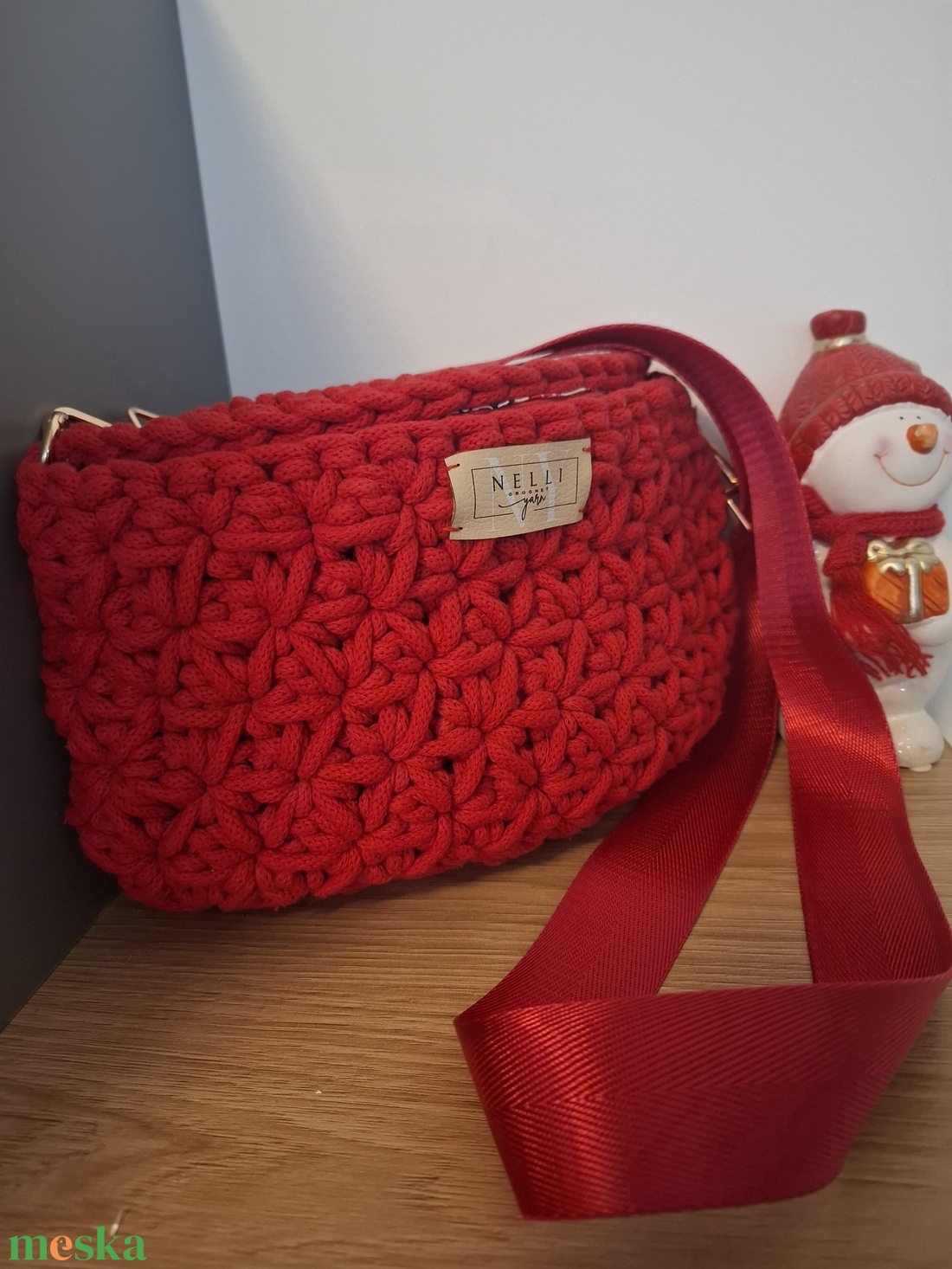 Horgolt jázmin mintás övtáska/crossbody - táska & tok - kézitáska & válltáska - vállon átvethető táska - Meska.hu