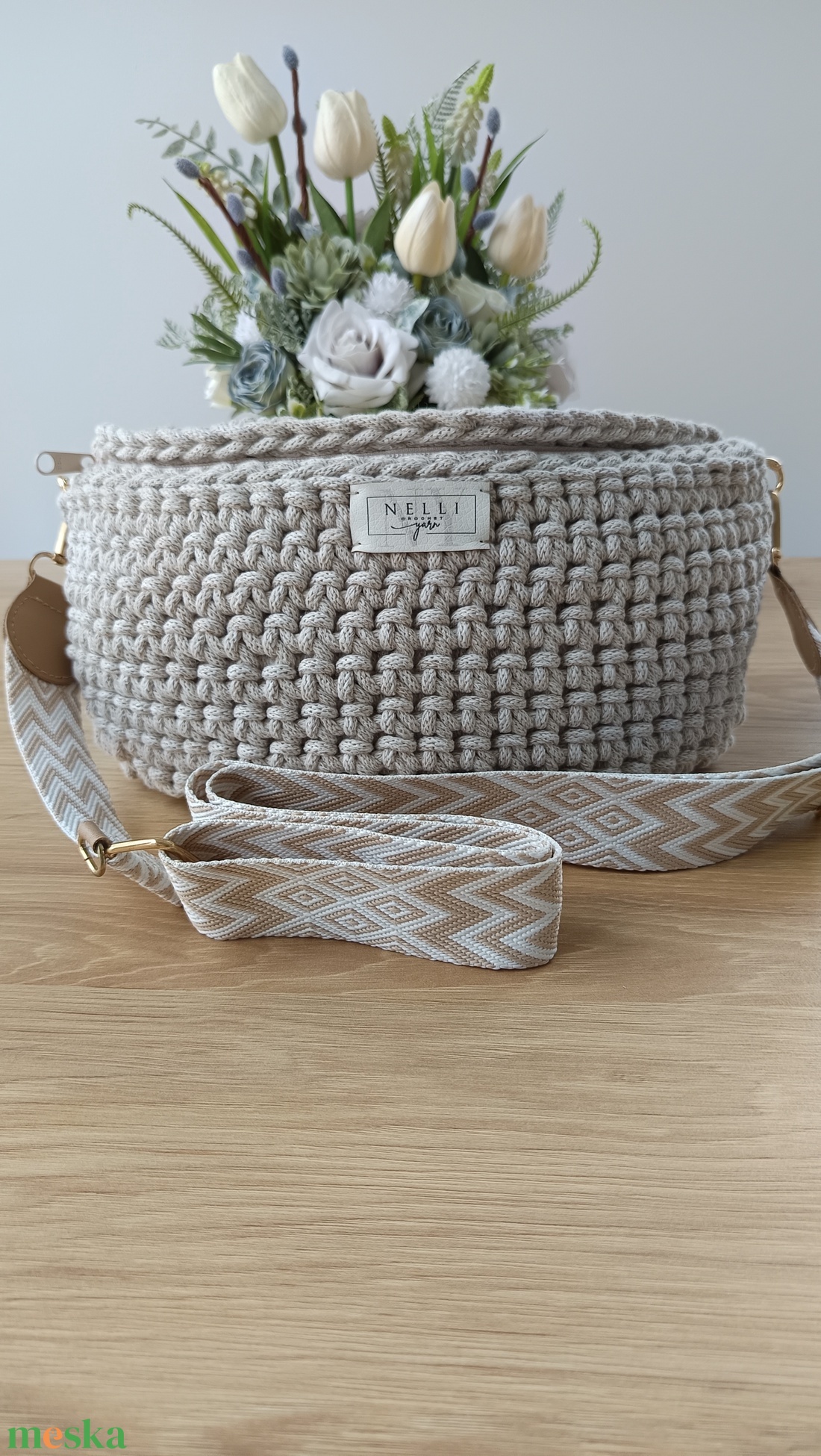 Tatu horgolt crossbody - nagy méret! - táska & tok - kézitáska & válltáska - vállon átvethető táska - Meska.hu