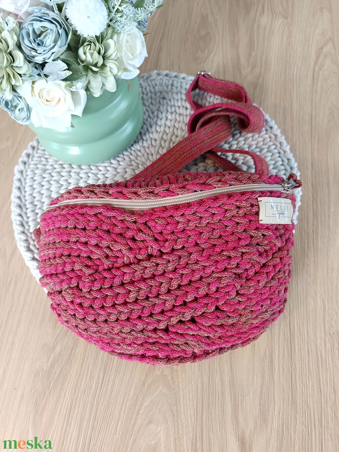 Kalács limitált fonalas horgolt övtáska/crossbody - táska & tok - kézitáska & válltáska - vállon átvethető táska - Meska.hu