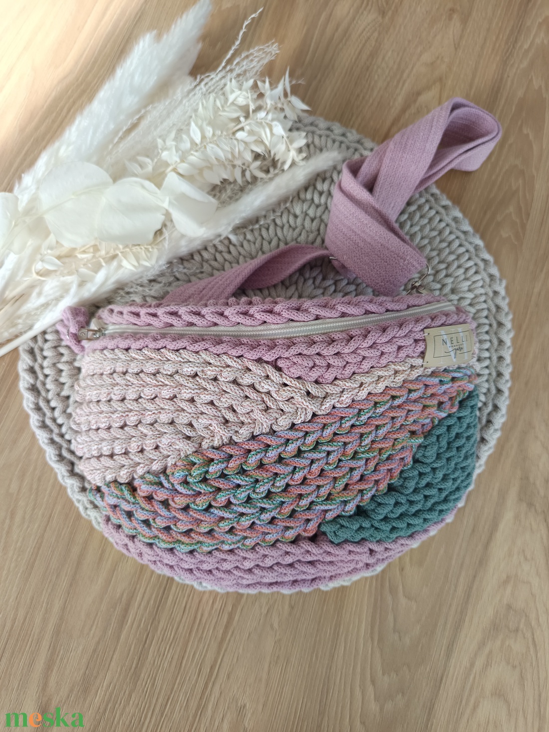 Kalács limitált fonalas horgolt övtáska/crossbody - táska & tok - kézitáska & válltáska - vállon átvethető táska - Meska.hu