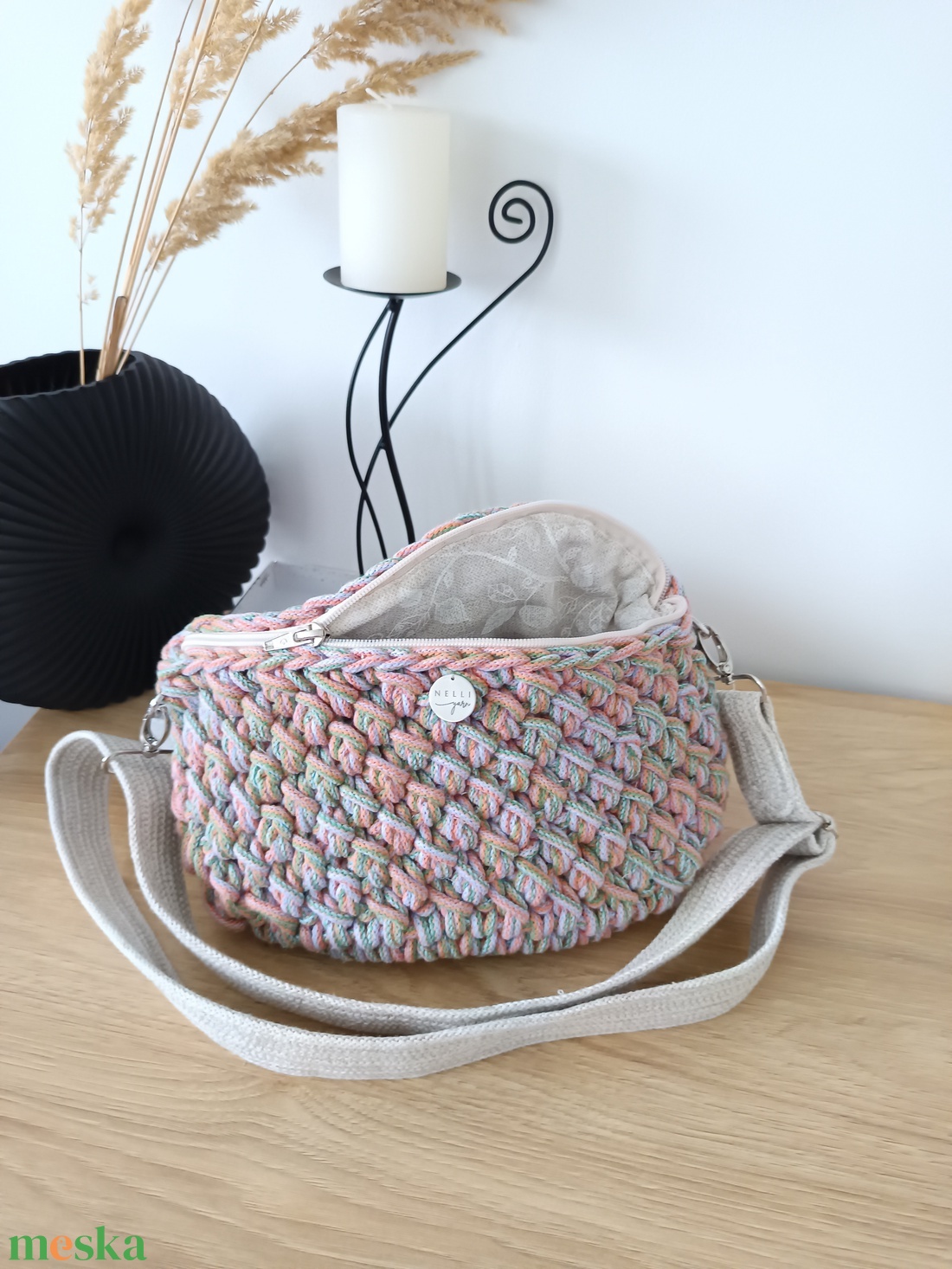 Alpesi mintás limitált fonalas övtáska/crossbody - táska & tok - kézitáska & válltáska - vállon átvethető táska - Meska.hu