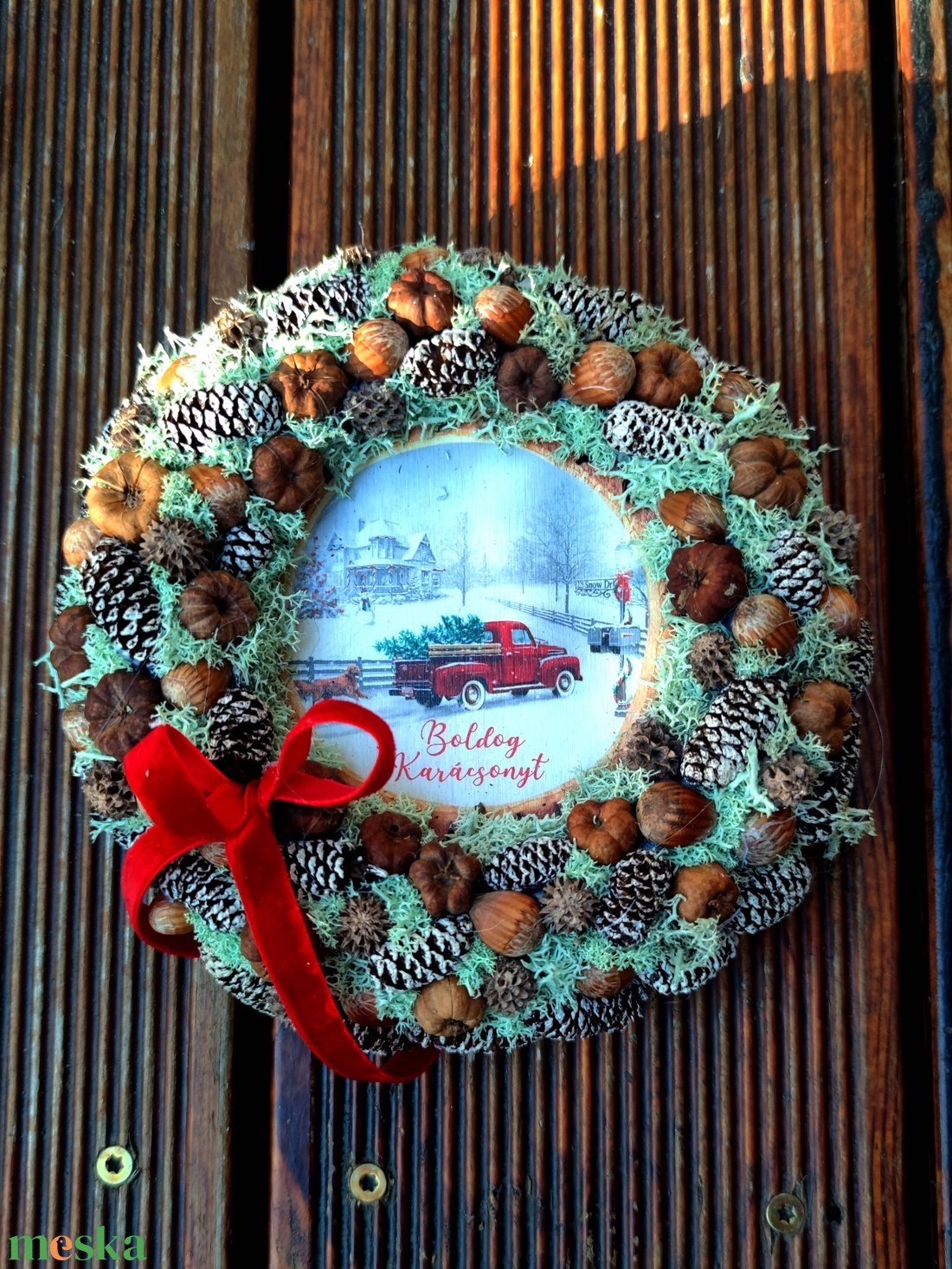 Natúr terméses ajtókopogtató - karácsony - adventi díszek - adventi ajtódísz - Meska.hu