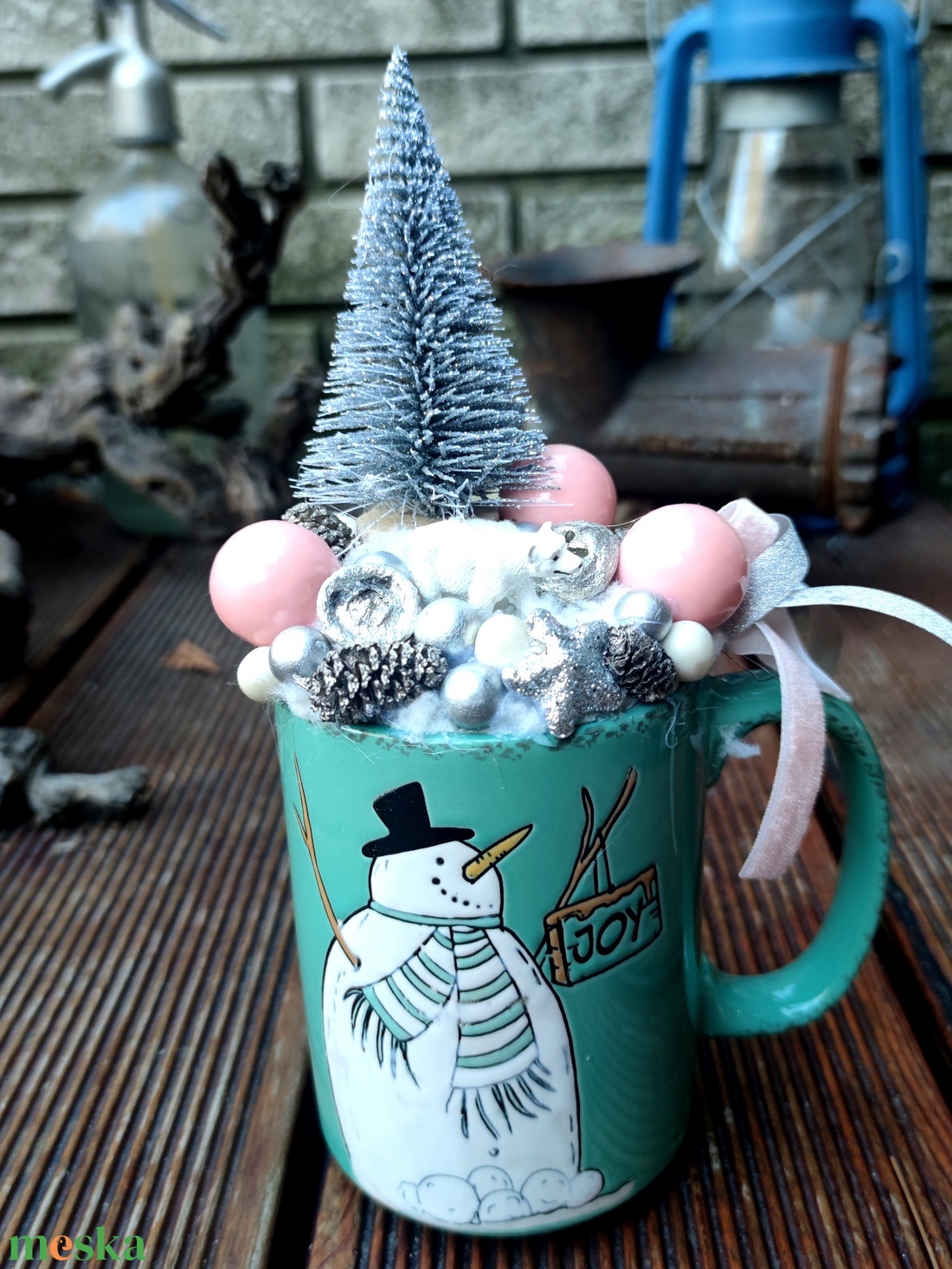 Karácsonyi  bögredísz hóemberrel - karácsony - karácsonyi lakásdekoráció - karácsonyi lakásdíszek - Meska.hu