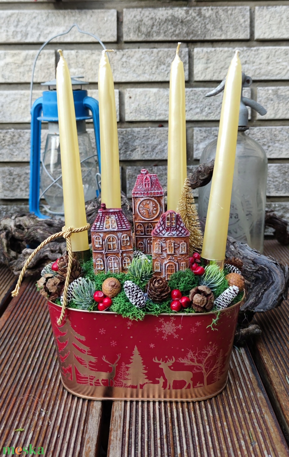 Adventi dísz gyertyával - karácsony - karácsonyi lakásdekoráció - karácsonyi lakásdíszek - Meska.hu
