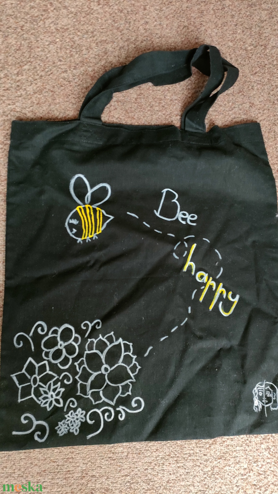 Méhecskés vászontatyi - Bee happy - táska & tok - bevásárlás & shopper táska - shopper, textiltáska, szatyor - Meska.hu Méhecskés vászontatyi - Bee happy - táska & tok - bevásárlás & shopper táska - shopper, textiltáska, szatyor - Meska.hu