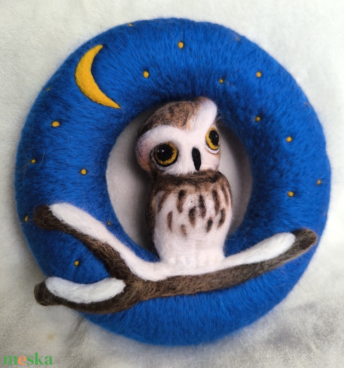 Tűnemezelt ajtódísz bagollyal  - otthon & életmód - dekoráció - ajtó- és ablak dekoráció - ajtódísz & kopogtató - Meska.hu