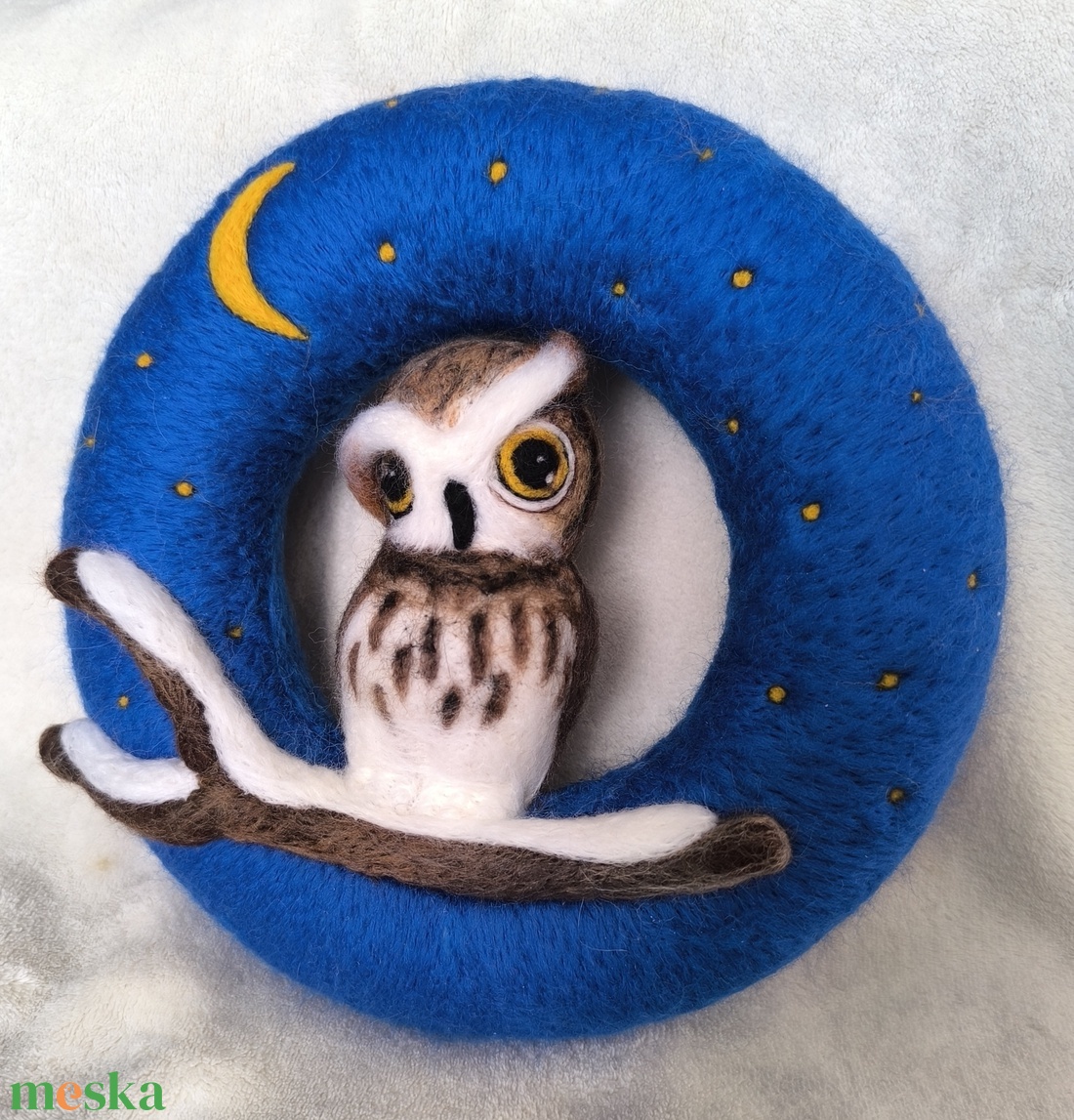 Tűnemezelt ajtódísz bagollyal  - otthon & életmód - dekoráció - ajtó- és ablak dekoráció - ajtódísz & kopogtató - Meska.hu