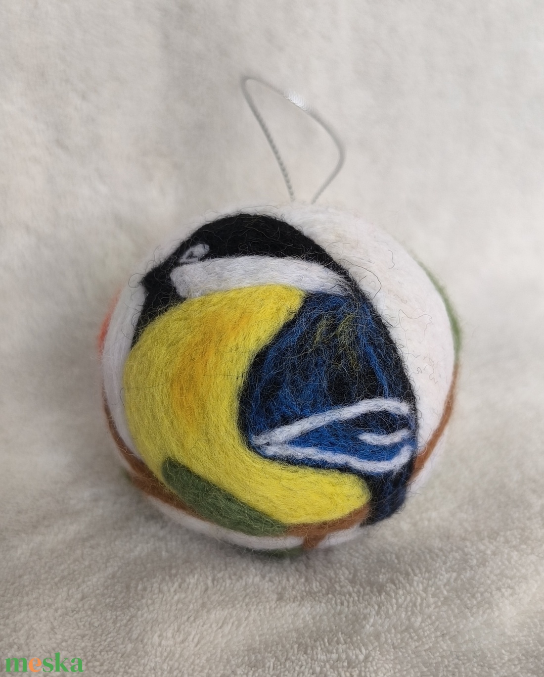 Tűnemezelt karácsonyfadísz - széncinege - karácsony - karácsonyi lakásdekoráció - karácsonyfadíszek - Meska.hu