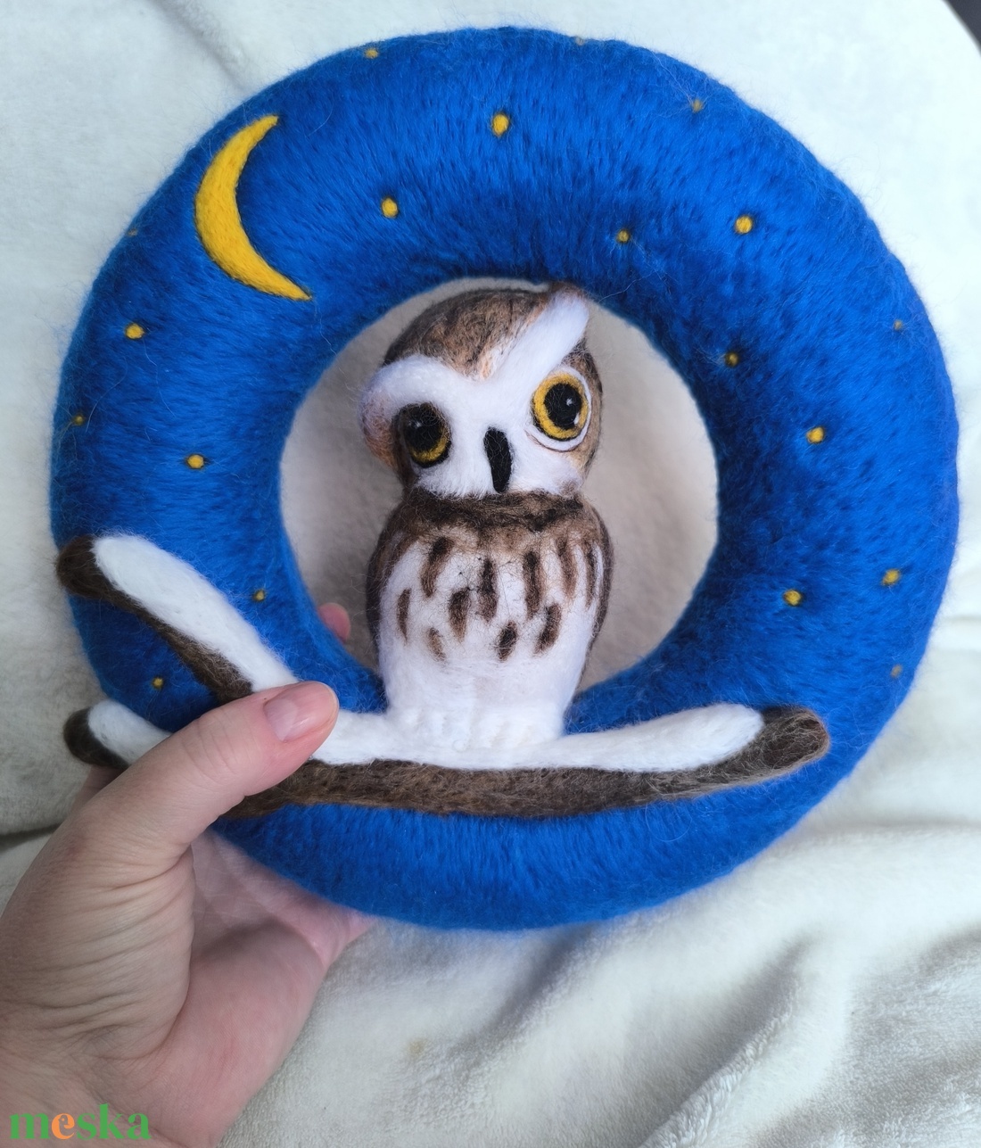 Tűnemezelt ajtódísz bagollyal  - otthon & életmód - dekoráció - ajtó- és ablak dekoráció - ajtódísz & kopogtató - Meska.hu