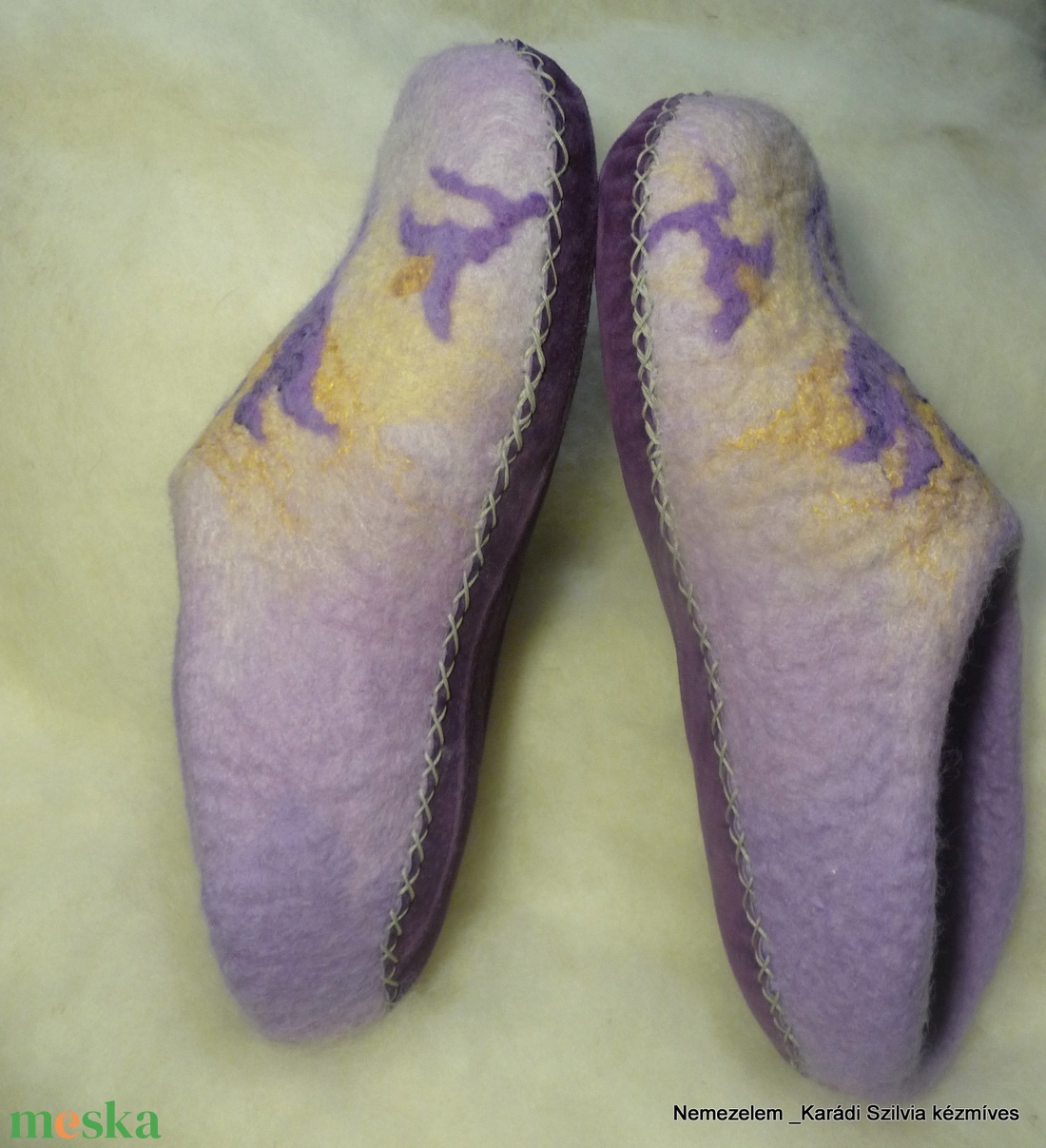 Nemezpapucs női lila tulipános 37-es méret - ruha & divat - cipő & papucs - mamusz & házicipő - Meska.hu