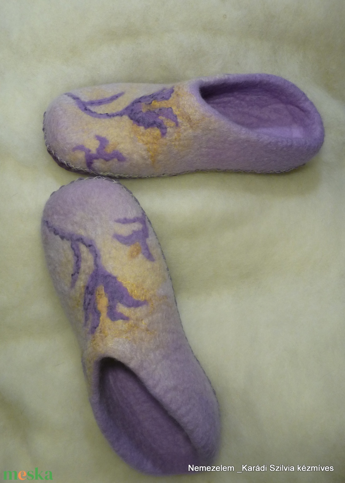 Nemezpapucs női lila tulipános 37-es méret - ruha & divat - cipő & papucs - mamusz & házicipő - Meska.hu