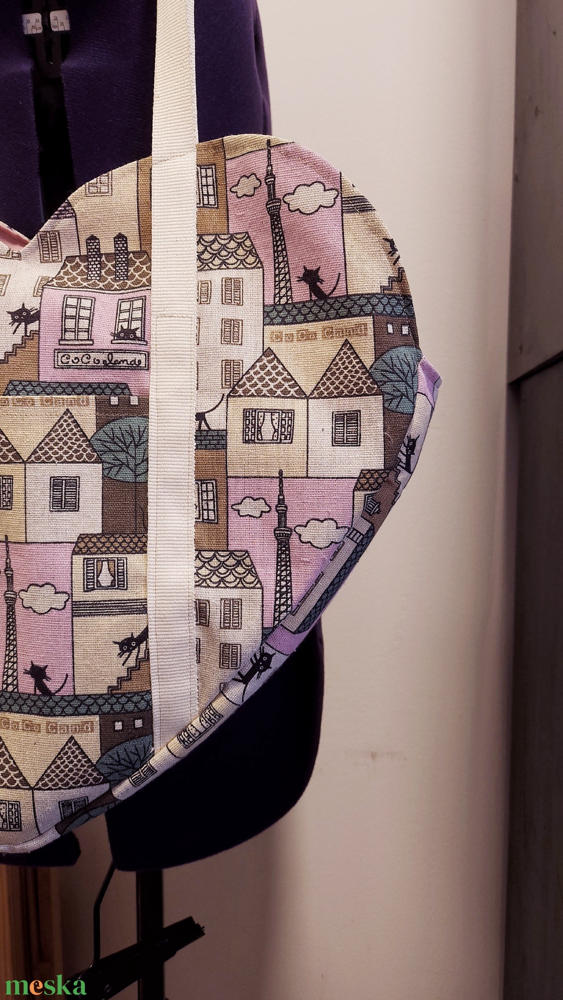 Heart Tote Bag / Cat edition - táska & tok - bevásárlás & shopper táska - shopper, textiltáska, szatyor - Meska.hu