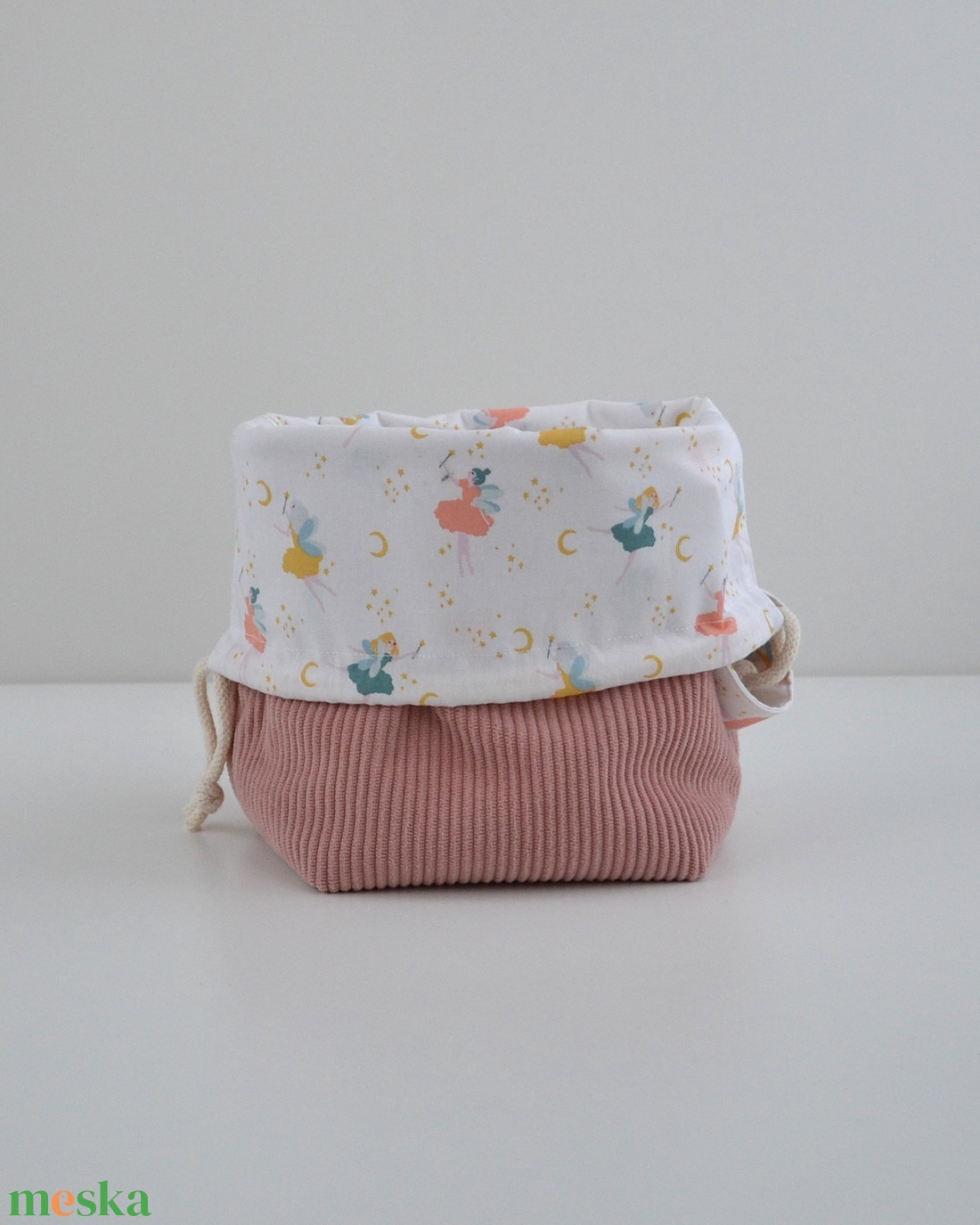 Közepes méretű behúzós projekt táska kézimunkához (rózsaszín kordbársony) - táska & tok - kézitáska & válltáska - kézitáska - Meska.hu