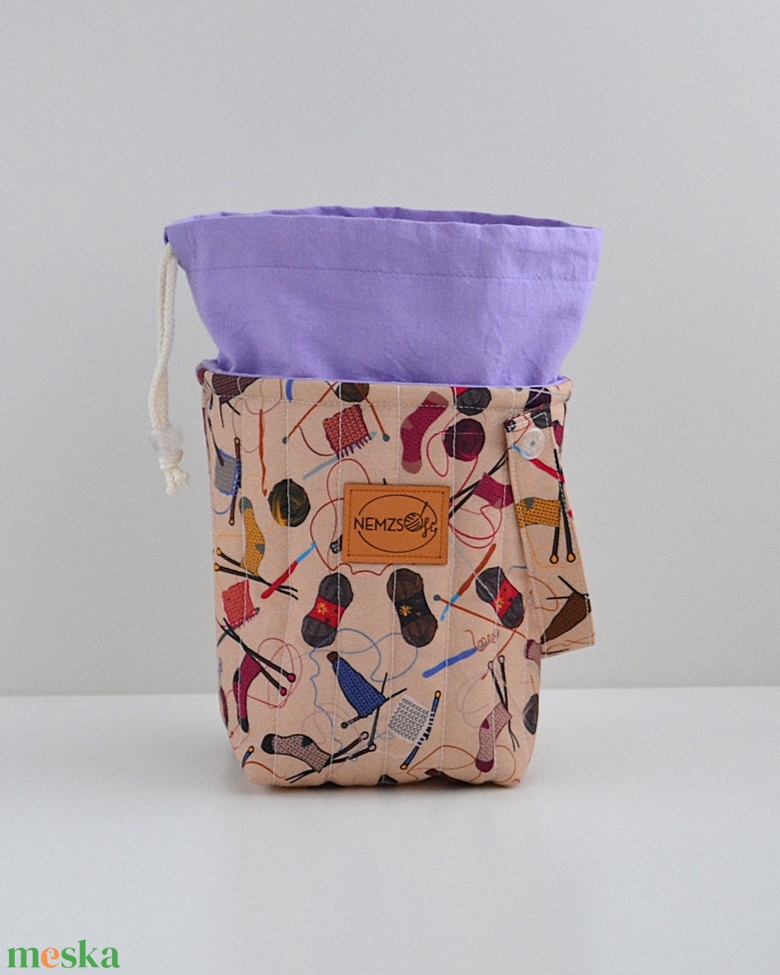 Kis méretű behúzós projekt táska kézimunkához (fonalas) - táska & tok - kézitáska & válltáska - kézitáska - Meska.hu