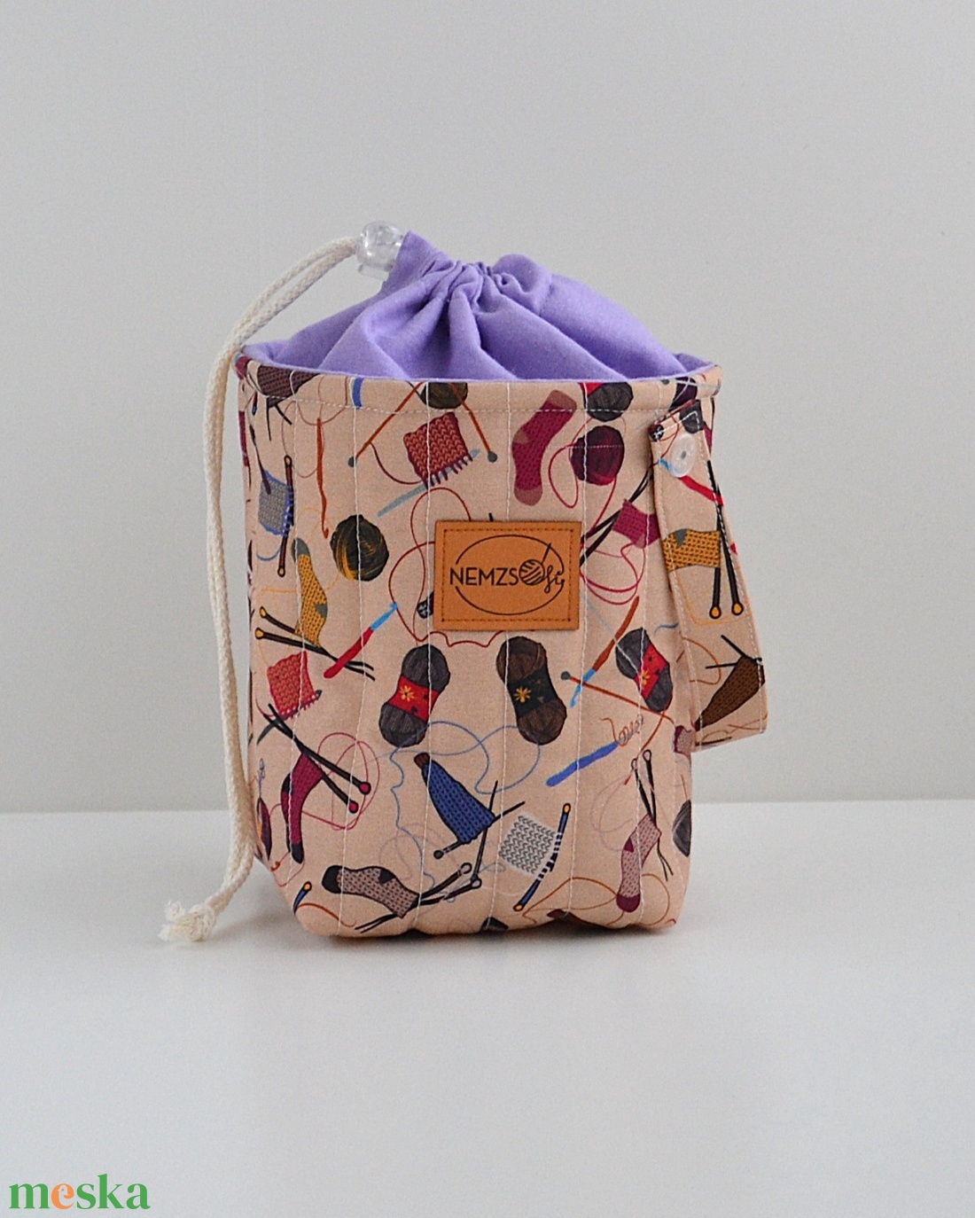 Kis méretű behúzós projekt táska kézimunkához (fonalas) - táska & tok - kézitáska & válltáska - kézitáska - Meska.hu