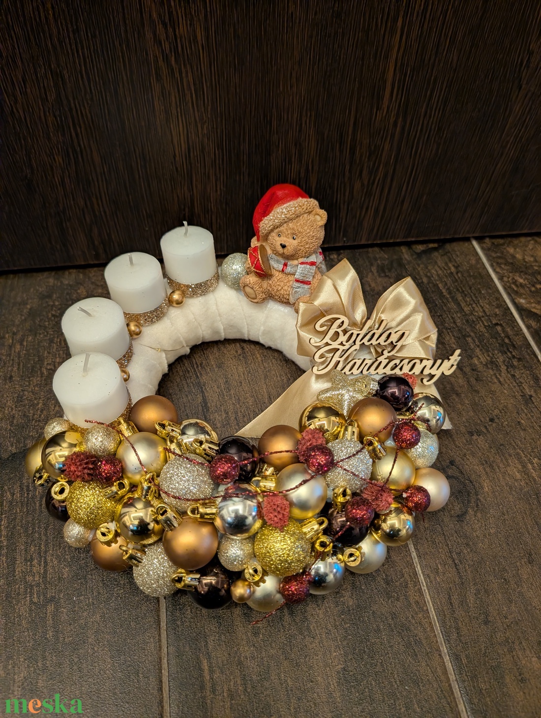 Cuki mackós adventi koszorú - karácsony - adventi díszek - adventi koszorú - Meska.hu