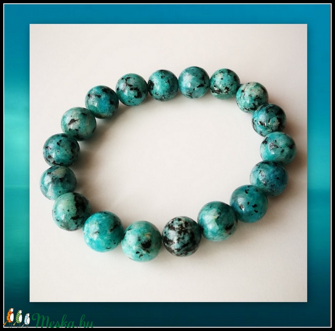 Természetes féldrágakő karkötő 1cm-es gyöngyökből -  - Meska.hu