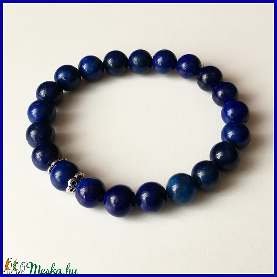 Lápisz lazuli ásványi karkötő, gömb alakú magas minőségű természetes féldrágakövekből. -  - Meska.hu