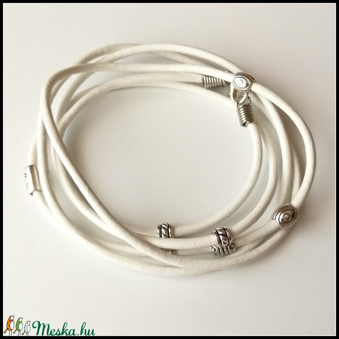 Egyedi fehér valódi bőr karkötő  -  - Meska.hu