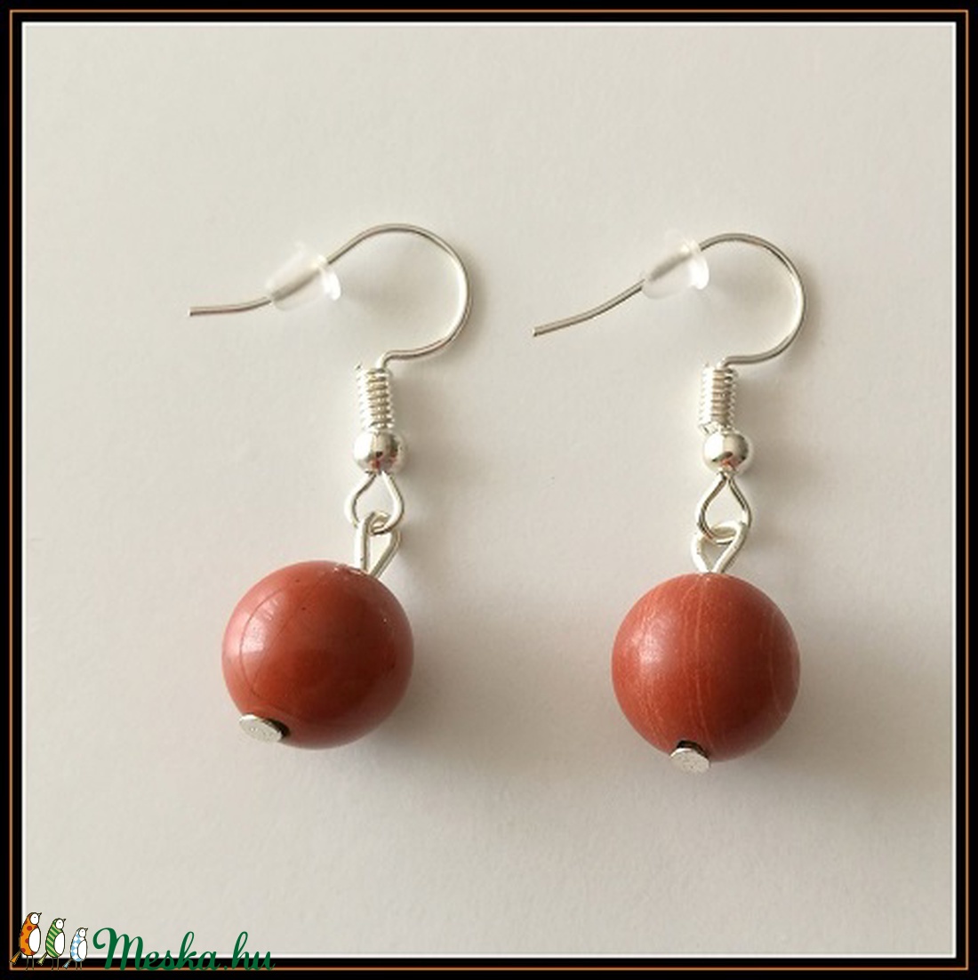 Vörös folyami jáspis ásvány fülbevaló -  - Meska.hu