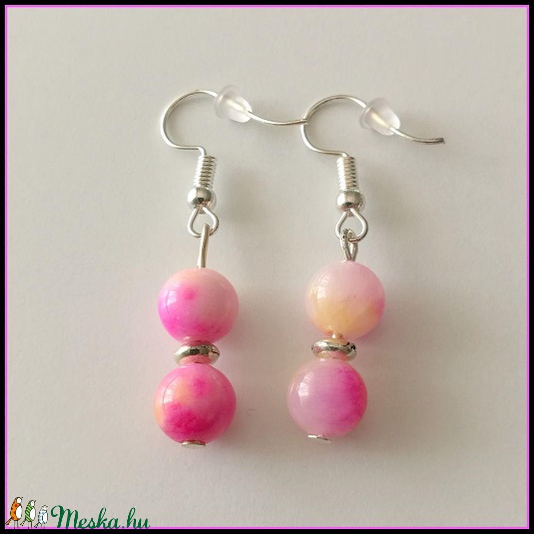 Méz-barack zebra jáde ásvány fülbevaló -  - Meska.hu