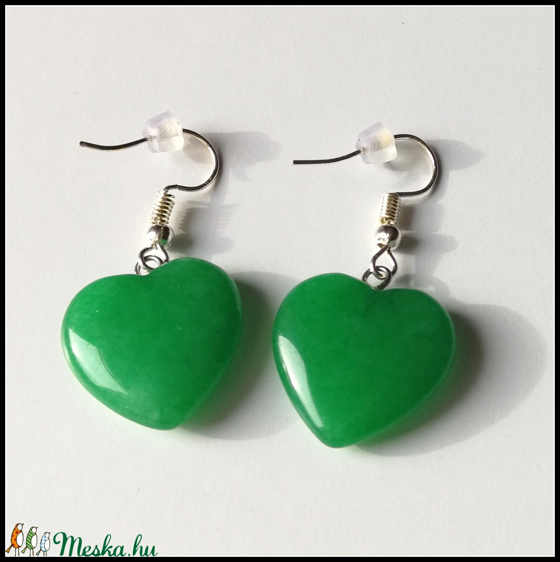 Zöld jáde ásvány fülbevaló -  - Meska.hu