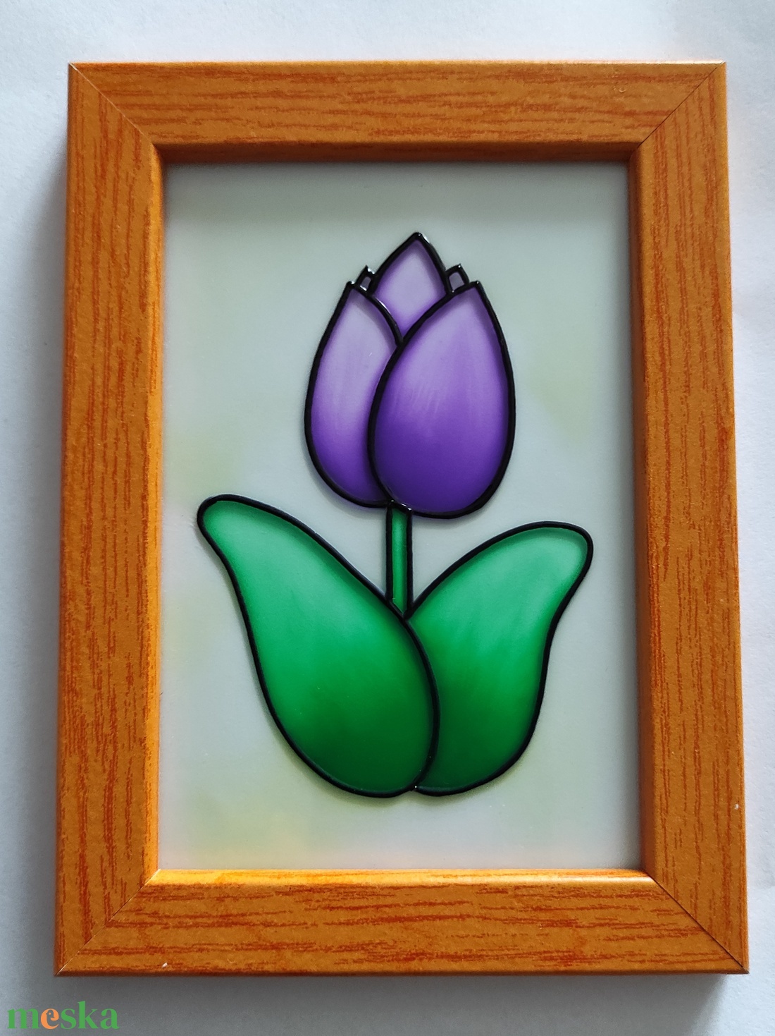 Tulipán üvegfestmény  - művészet - festmény - üvegfestmény - Meska.hu
