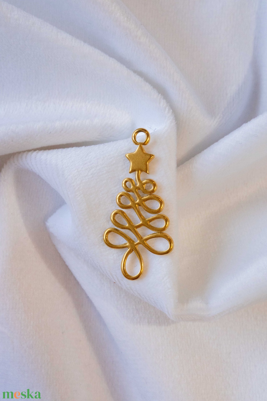 Karácsonyfa medálos nyaklánc � rozsdamentes acél, arany bevonat (18K), kásagyöngy - ékszer - nyaklánc - medálos nyaklánc - Meska.hu