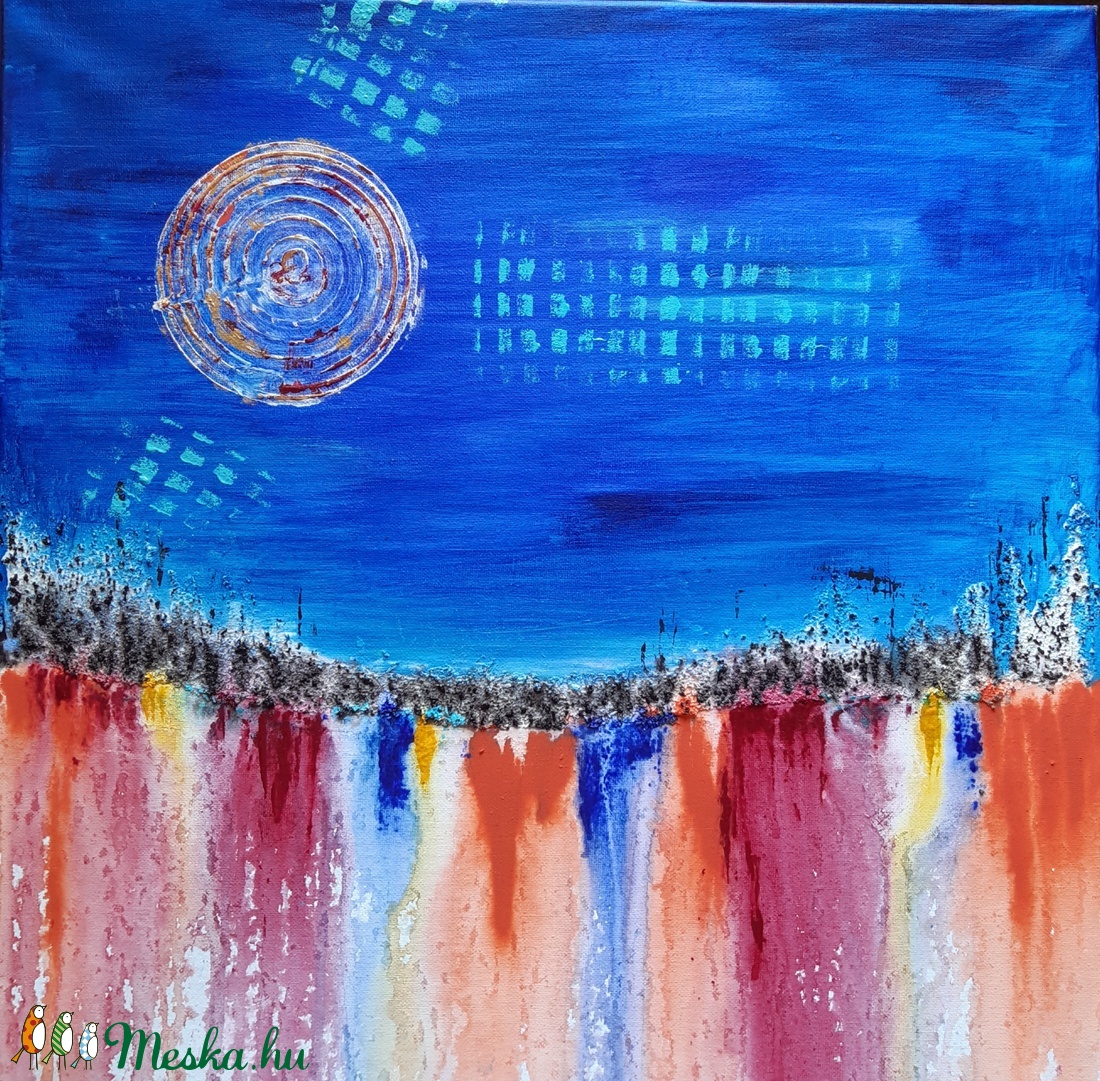 Vidám pillanatok, akrilfestmény,50x50 - művészet - festmény - festmény vegyes technika - Meska.hu