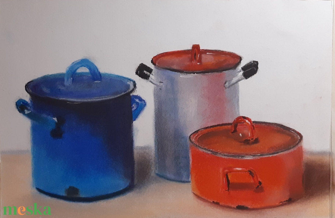 Nagyi edényei- pasztell festmény - művészet - festmény - pasztell - Meska.hu