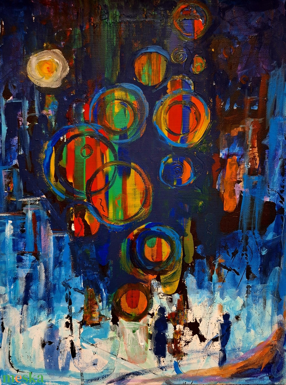 Tűzijáték, impresszió,festmény 40x30,k - művészet - festmény - akril - Meska.hu