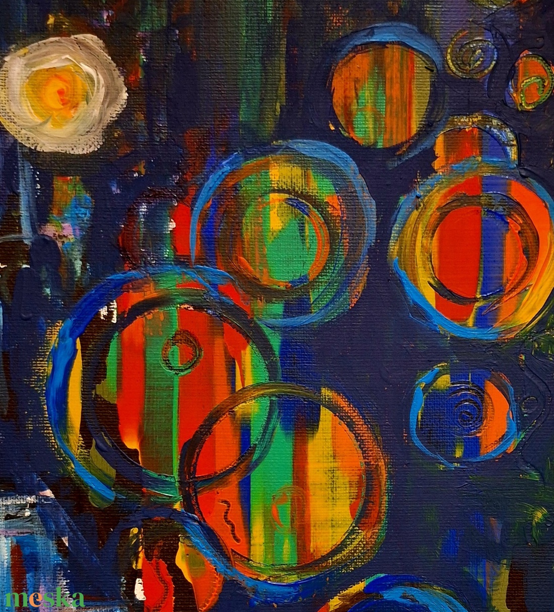 Tűzijáték, impresszió,festmény 40x30,k - művészet - festmény - akril - Meska.hu