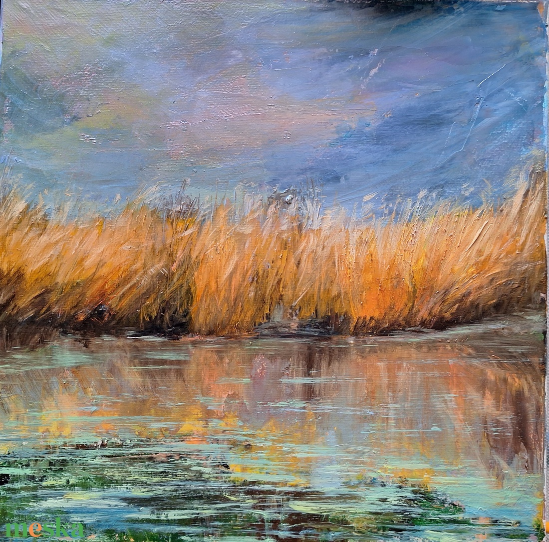 Balatoni nádas,30x30,olajfestmény  - művészet - festmény - olajfestmény - Meska.hu