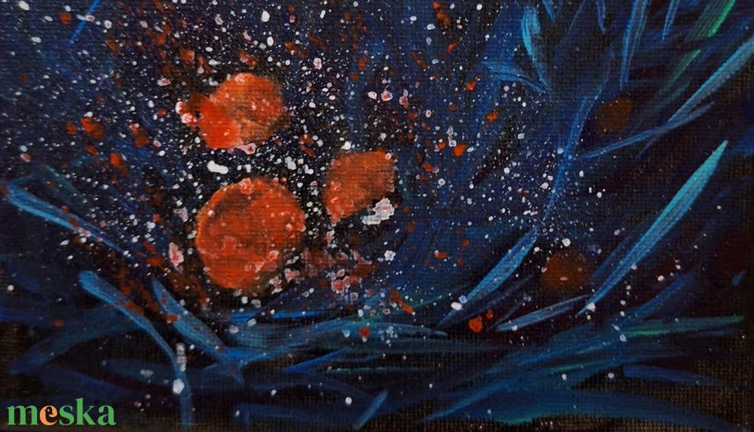 Korallbogyók,akrilfestmény - művészet - festmény - akril - Meska.hu